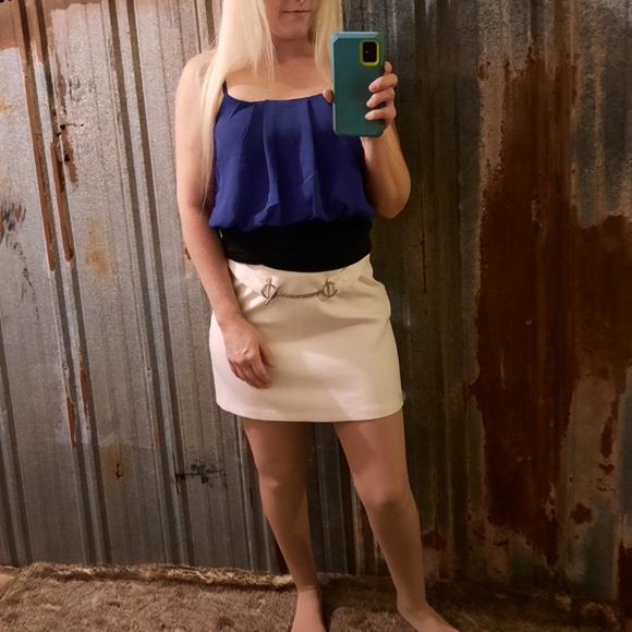 VINTAGE White Straight Decorative Chain Mini Skirt - Picture 1 of 9